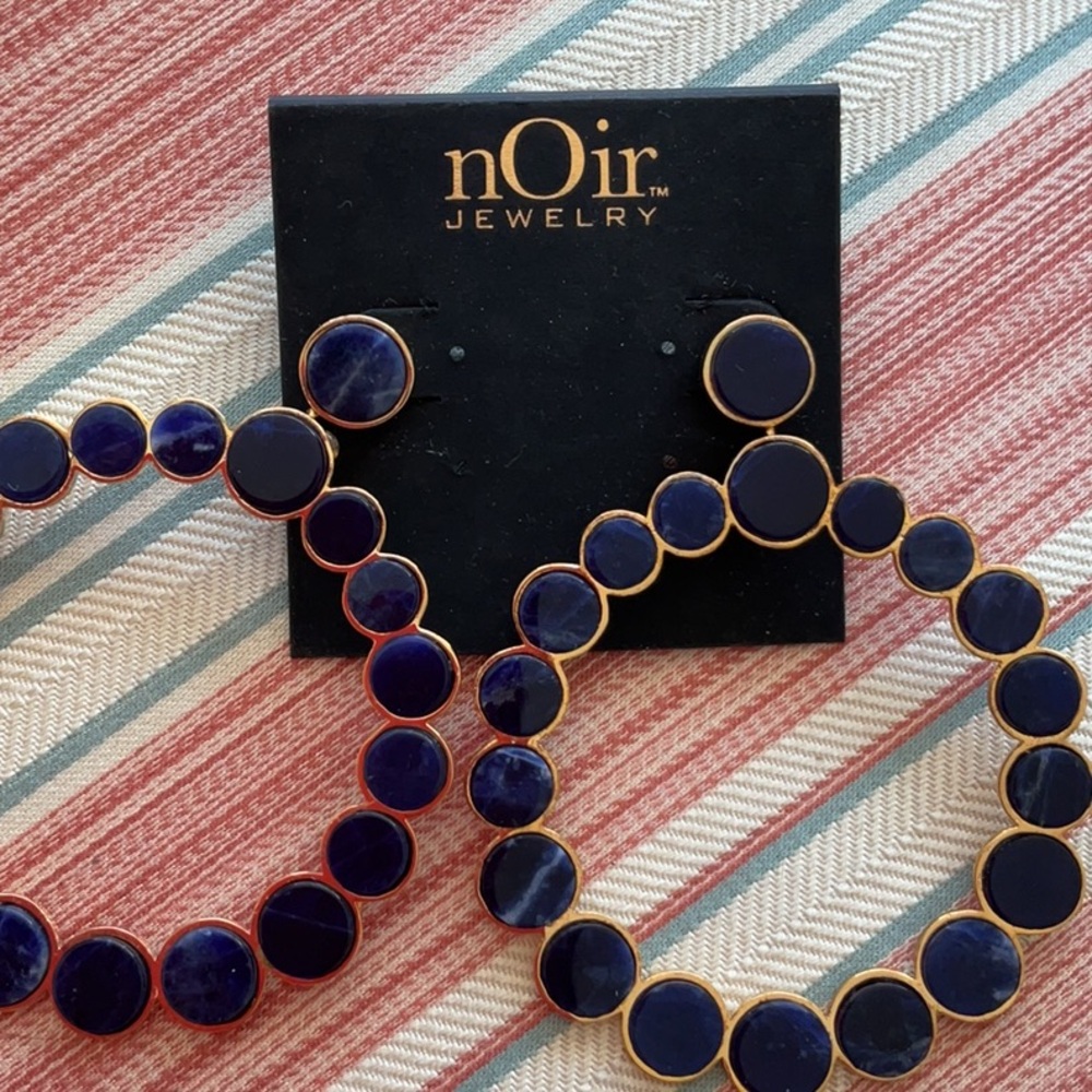18Kt gold plated Lapis Hoop Earring